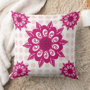 Colourful Abstract Kaleidoscope Flower Pattern Thr Throw Pillow
