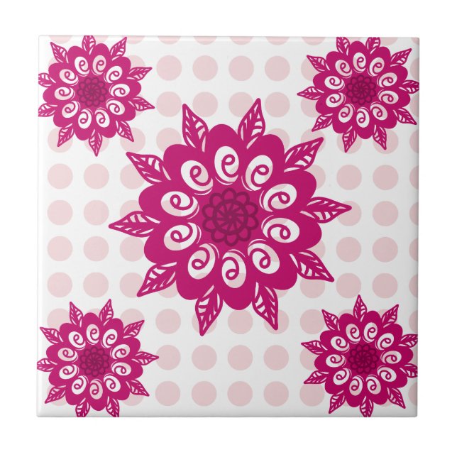 Colourful Abstract Kaleidoscope Flower Pattern Thr Tile (Front)