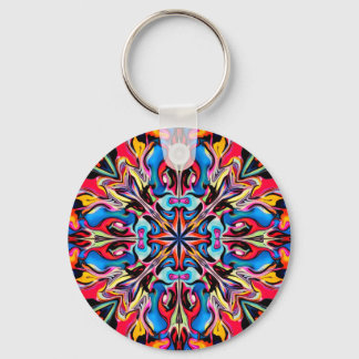 Colourful Abstract Kaleidoscope Metal Keychain