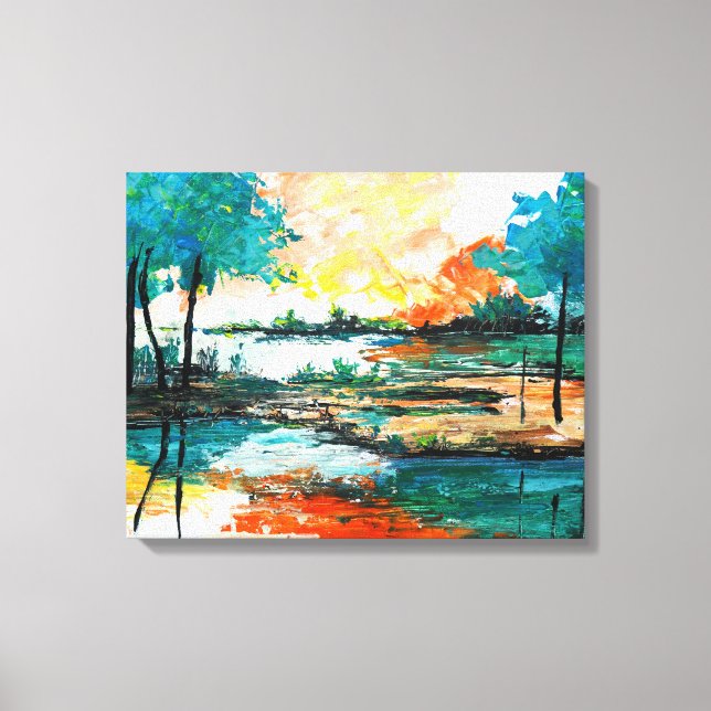 Colourful Abstract Landscape Stretched Canvas Prin (Front)