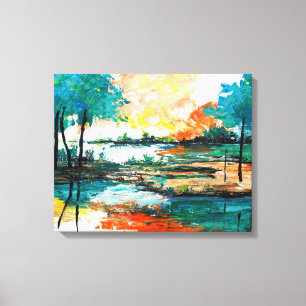 Colourful Abstract Landscape Stretched Canvas Prin Print