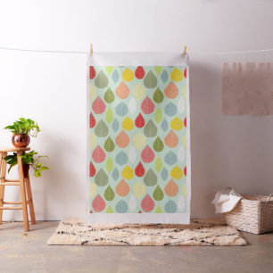 Colourful Abstract Leafs Over Changeable backgroun Fabric
