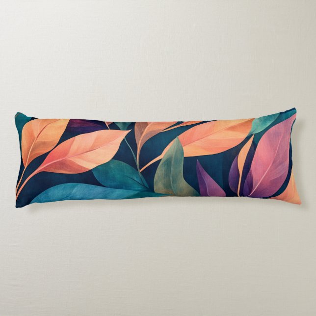 Colourful Abstract Leaves Body Pillow (Back)