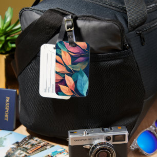 Colourful Abstract Leaves Luggage Tag