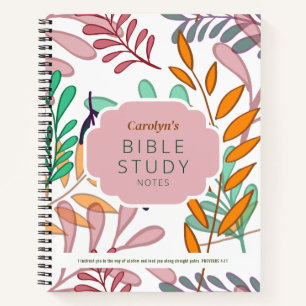 Colourful Abstract Leaves Personalized Bible Study Notebook