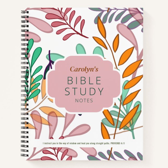 Colourful Abstract Leaves Personalized Bible Study Notebook (Front)