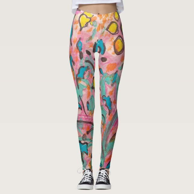Colourful Abstract Leggings (Front)