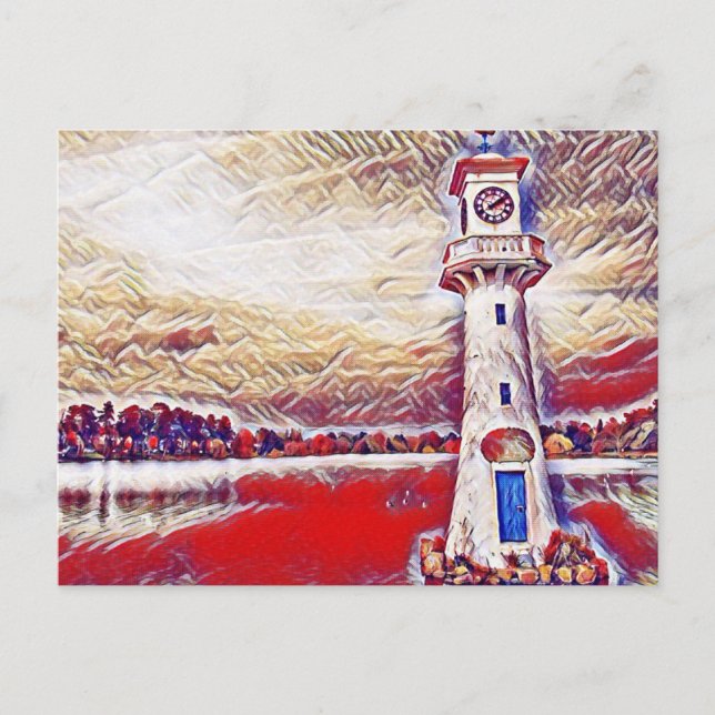 Colourful Abstract Lighthouse Roath Lake Cardiff Postcard (Front)