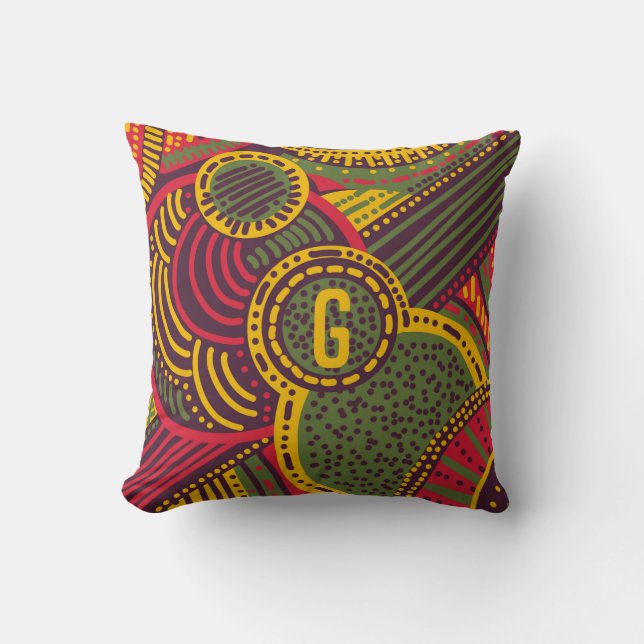 Colourful Abstract Lines | Pink Purple Yellow Gree Throw Pillow (Front)
