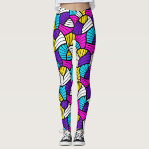 Colourful Abstract Lines Seamless Pattern Leggings