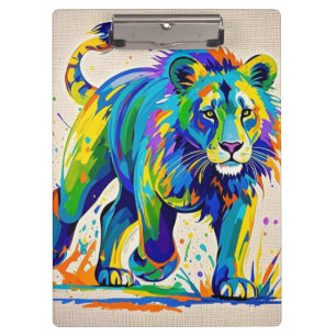 Colourful abstract Lion animal art design Clipboard