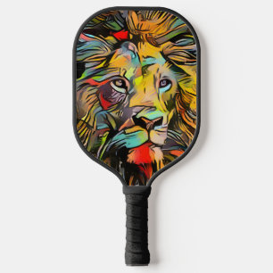 Colourful Abstract Lion   Challenging Hard Pickleball Paddle