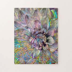 Colourful Abstract Lotus Flower   Challenging Hard Jigsaw Puzzle