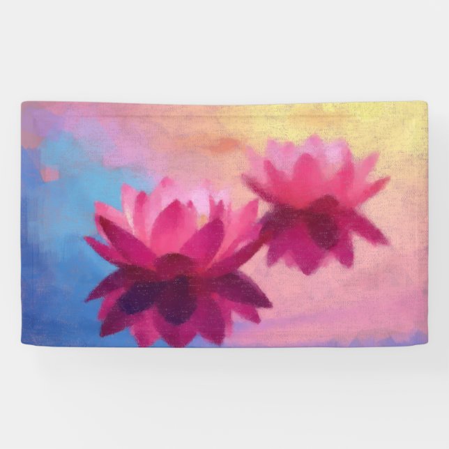 Colourful Abstract Lotus Flowers Banner (Horizontal)