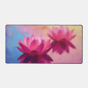 Colourful Abstract Lotus Flowers Desk Mat