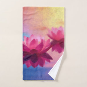 Colourful Abstract Lotus Flowers Hand Towel