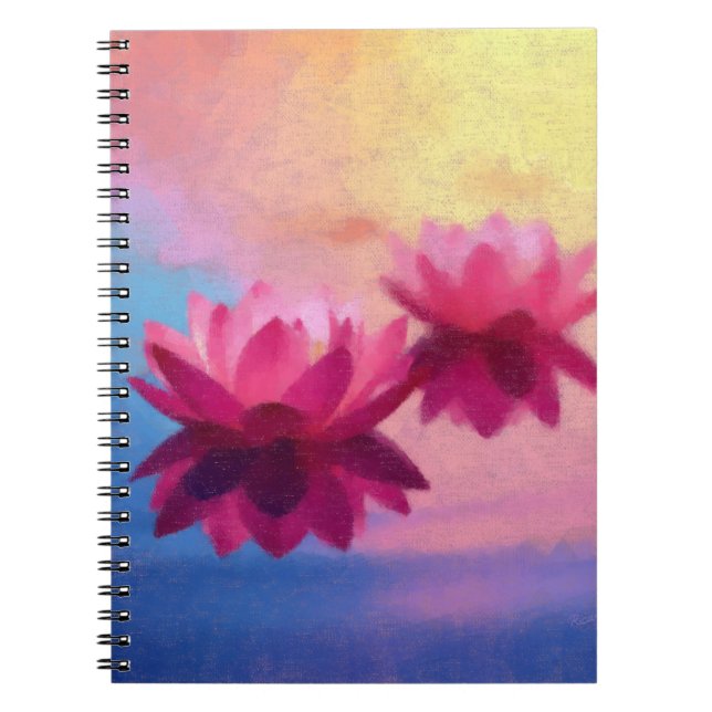 Colourful Abstract Lotus Flowers Notebook (Front)