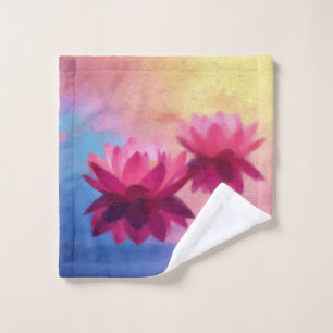 Colourful Abstract Lotus Flowers Wash Cloth