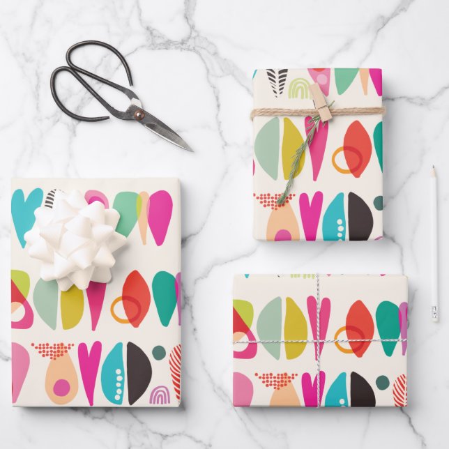 Colourful Abstract Love Shapes  Wrapping Paper Sheet (Front)