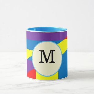 Colourful Abstract M Monogram Label Design Mug
