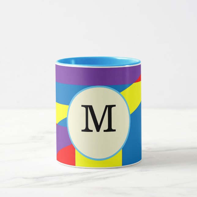 Colourful Abstract M Monogram Label Design Mug (Center)