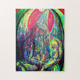 Colourful Abstract Man Oil on Canvas Jigsaw Puzzle