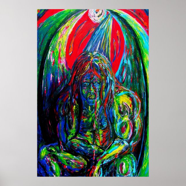 Colourful Abstract Man Oil on Canvas Poster (Front)