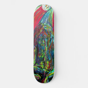Colourful Abstract Man Oil Painting Art Skateboard