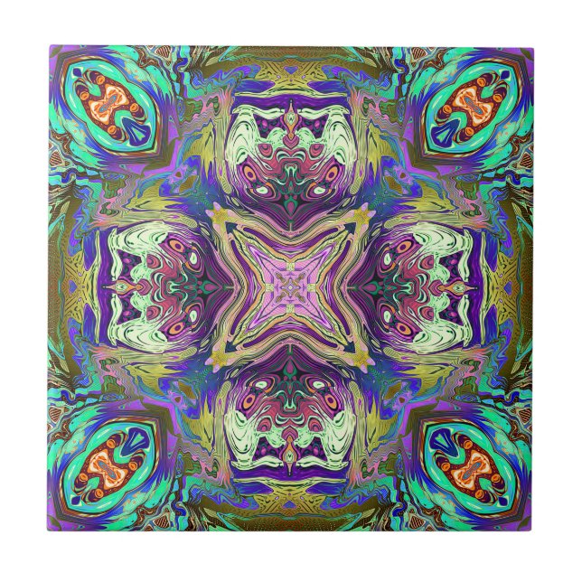 Colourful Abstract Mandala Tile (Front)