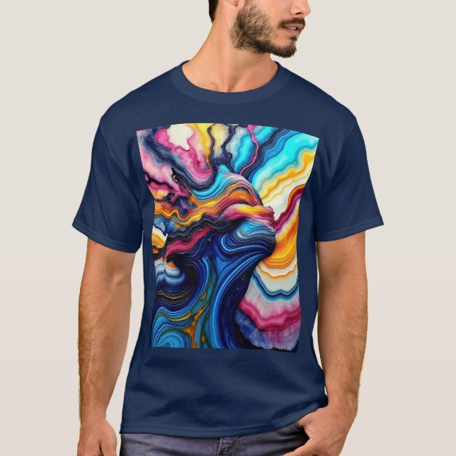 Colourful Abstract Marble Design T-Shirt (Front)