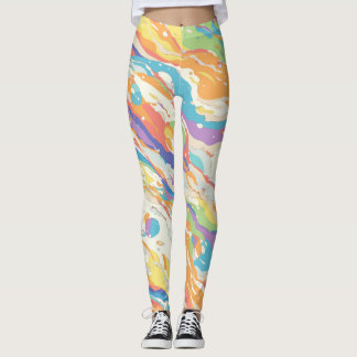 Colourful Abstract Marble Print  Leggings