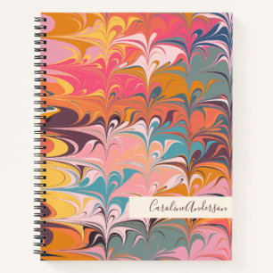 Colourful Abstract Marble Swirls Personalized Notebook