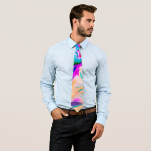 Colourful Abstract Marble Swirls Tie