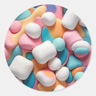 Colourful Abstract Marshmallows Classic Round Sticker
