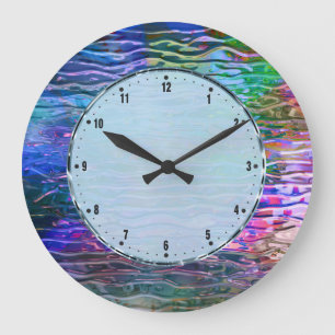 Colourful Abstract Melting Glass Large Clock