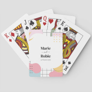 Colourful Abstract Memphis Wedding Playing Cards