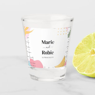 Colourful Abstract Memphis Wedding Shot Glass