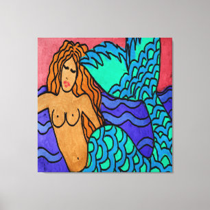 Colourful Abstract Mermaid Painting Canvas Print