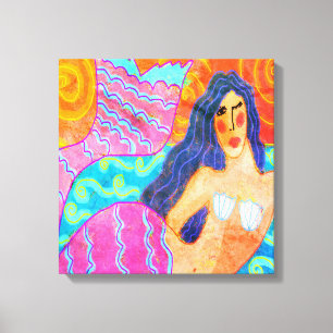 Colourful Abstract Mermaid Stretched Canvas Print