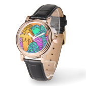 Colourful Abstract Mermaid Wearable Art Watch (Angle)