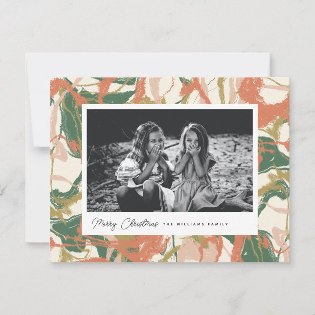 Colourful Abstract Merry Christmas Snapshot Photo  Holiday Card (Front)