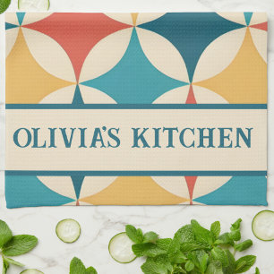Colourful Abstract Mid Century Modern Pattern Kitchen Towel
