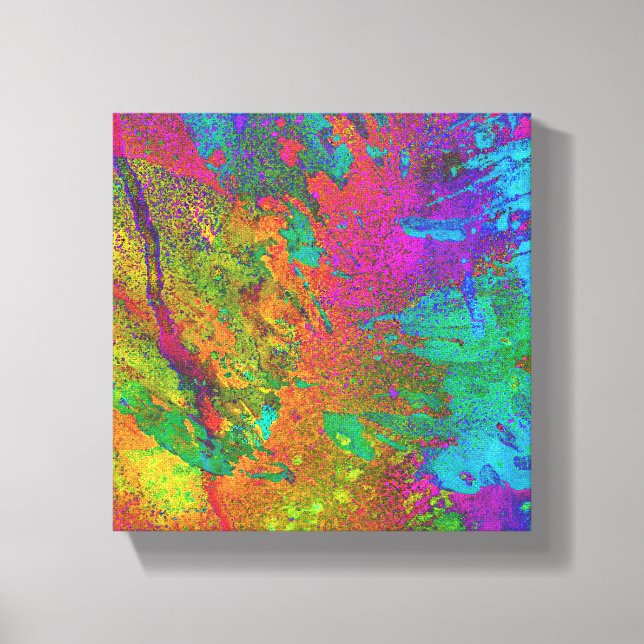 Colourful Abstract Mixed Media Leaf Canvas Print (Front)