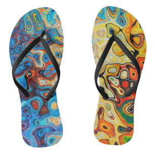 Colourful Abstract Modern Art Flip Flops