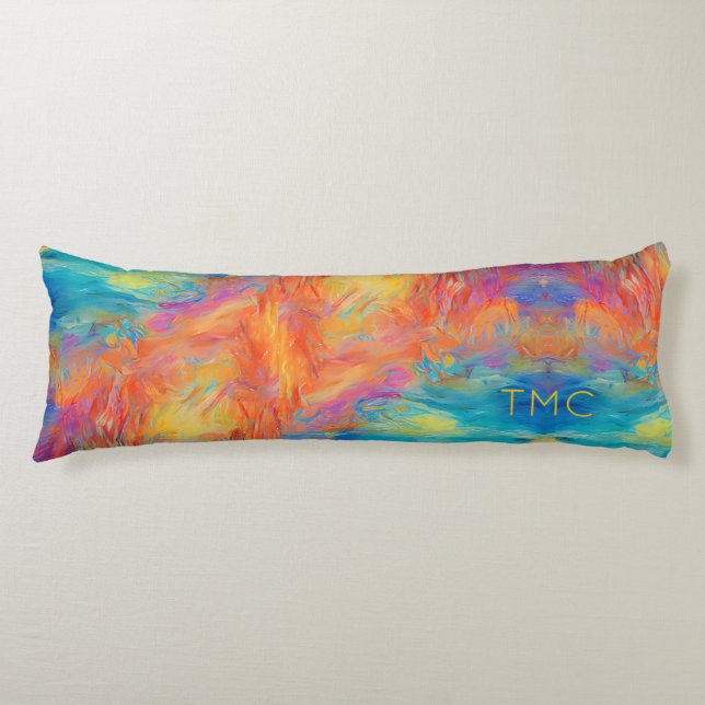 Colourful Abstract Modern Art Monogram INITIALS Hi Body Pillow (Front)