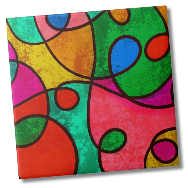 Colourful Abstract Modern Art Tile (Contemporary Colorful Modern Art Graffiti Abstract Tile)