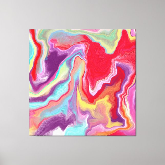 Colourful Abstract Modern Digital Art Marble Canvas Print (Front)