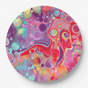 Colourful Abstract Modern Digital Art Paper Plate