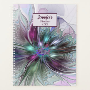 Colourful Abstract Modern Fractal Art Flower Name Planner