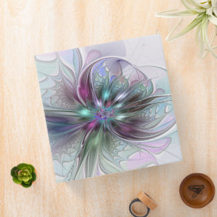 Colourful Abstract Modern Fractal Art Flower Text Binder
